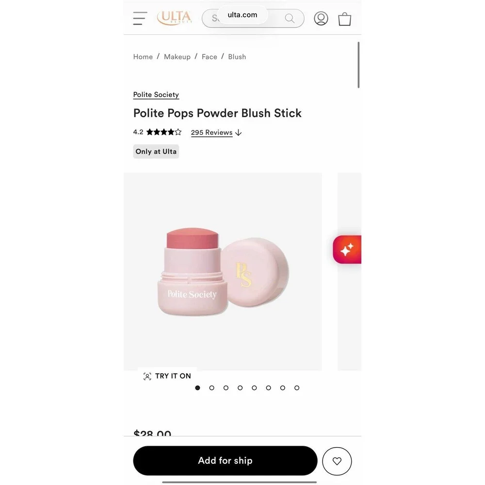 Polite Society Polite Pops Powder Blush Stick Shade Paris